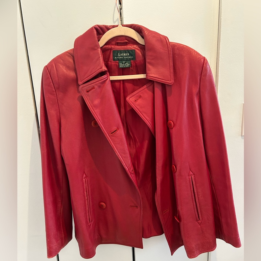 Ralph Lauren Vibrant Red Leather Jacket